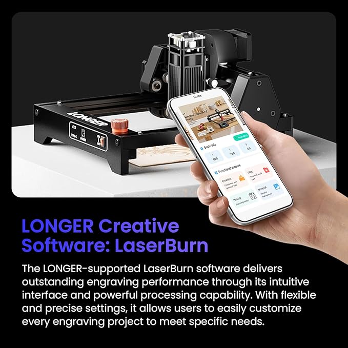 LONGER Ray5 Mini Laser Engraver, 5.5W Portable Laser Engraver & Cutter, 12000mm/min High-Speed, for Wood, Acrylic, Glass & Leather, 130x130mm Work Area, Ideal for Small Business & DIY, WiFi Compatible