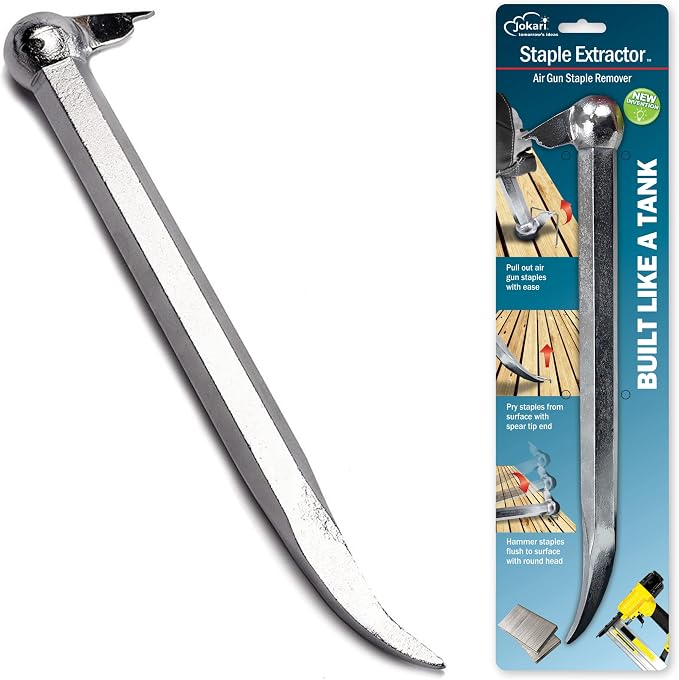 Jokari Industrial Strength 14-Inch Staple Remover Tool, Heavy-Duty Staple Puller and Hammer Bar for Carpentry, Upholstery, Flooring and Carpet Removal, Removes Air Gun Staples Cleanly Without Damage