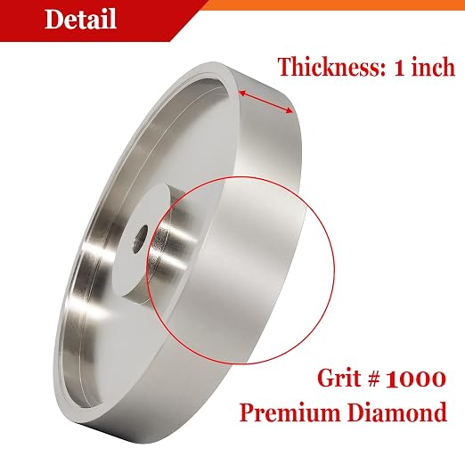 CBN Grinding Wheel, Dia 6" x 1" Wide with 1/2" Arbor, Diamond Grinding Wheel for Sharpening High Speed Steel, Grit 1000