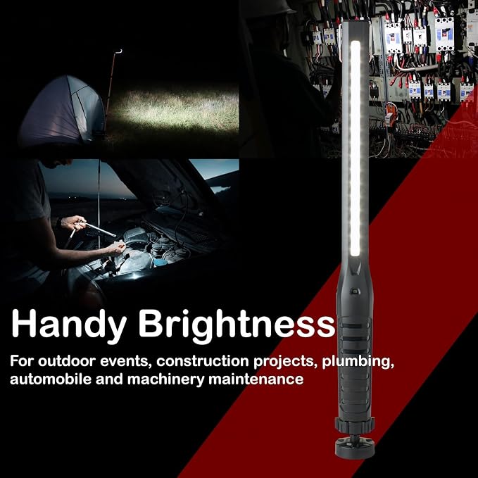 SCI Rechargeable LED Slim Work Light, 3 Lighting Modes (720Lm) 3350mAh Portable Inspection Light, Magnetic Base & Hanging Hook, Car Repairing/Mechanics/Emergency/Camping (928A), Fathers'/Dads' Gift