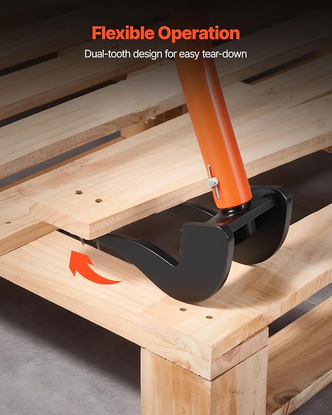 VEVOR Pallet Buster Tool with 50’’ Carbon Steel Handle Wrecking Pry Bar, 2000 lbs Weight Capacity, Heavy Duty Deck Board Removal Tool, Multi-Purpose Breaker for Efficient Removal, Renovation