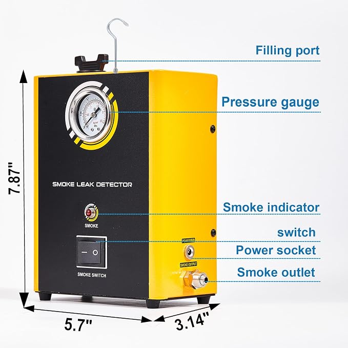 Automotive Smoke Machine Leak Detector with Built-in Air Pump,12V DC Smoke Leak Detector Diagnostic Tester for Vacuum Intake Exhaust Cooling System, Fuel Pipe Leak Locator for All Cars, boats,etc