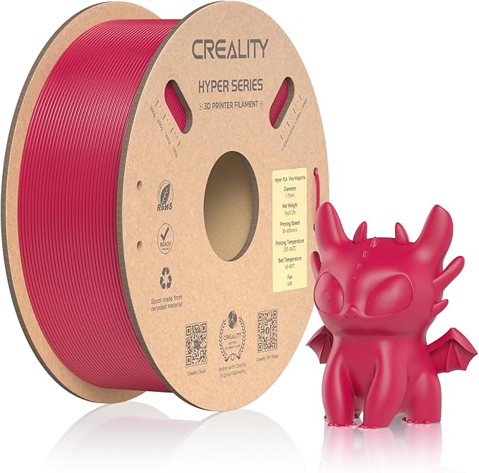 Official Creality Hyper PLA Filament 1.75mm, High Speed PLA 30-600mm/s Rapid 3D Printer Filament, Dimensional Accuracy +/-0.02mm, Fit Most FDM 3D Printers,1KG(2.2lbs) Spool Viva Magenta