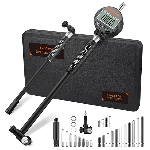 Digital Dial Bore Gauge Set - 0.7-6 Inch Range, 0.0005" Precision, No Disassembly for Measurement, 23pcs Anvils, Self-Centering for Industrial Manufacturing and Deep Cylinder Measurement