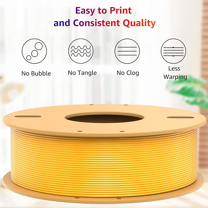 PLA+ 3D Printer Filament 1.75mm No Tangle, Neatly Wound Filament Net Weight 250g Spool, PLA Pro Plus, Silk Gold