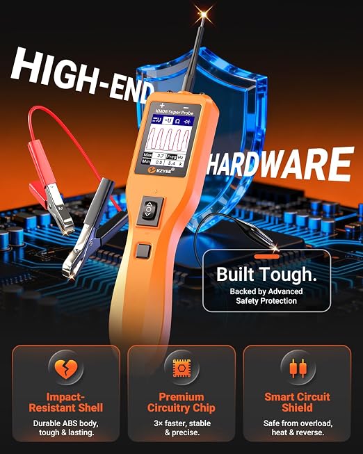 KZYEE KM06 Automotive Power Circuit Probe Tester 8-35V, All-in-One Electrical Diagnostic Tool with Component Activation, Short Circuit Finder, Wire Tracer & Trailer Light Tester for Cars, Trucks & RVs