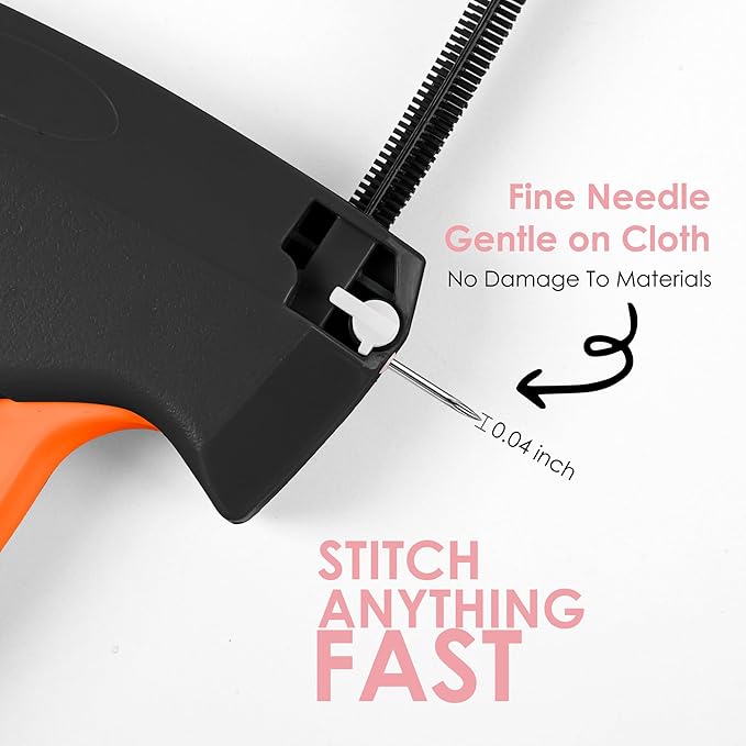 Stitch Gun for Clothes - Handheld Stitch Gun Quick Clothing Fixer - Tagging Gun - Includes 6 Needle, 1000 Black Fasteners & 1000 White Fasteners