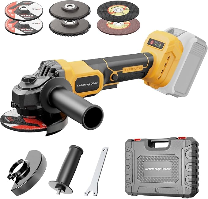 Cordless Angle Grinder Compatible with Dewalt 20V MAX Battery (NO Battery), 3 Variable Speed Brushless Motor, Up to 8500 RPM Angle Grinder for Grinding, Cutting, Polishing & Rust Removal, Tool Only