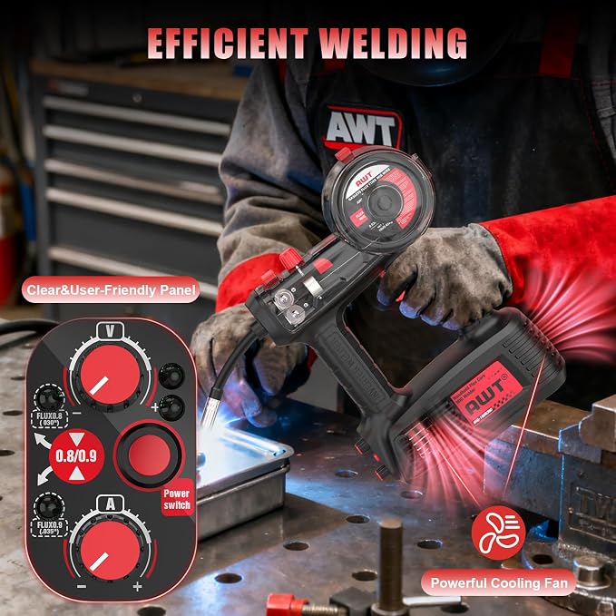 100A Handheld MIG Welder Machine,110V Flux Core MIG Welder Machine with 360°Mig Torch,Portable Gasless MIG Welding Machine with Welding Wire,Hand Held Inverter Wire Feed Welder for Home & DIY Projects