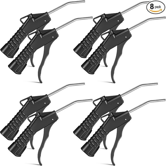 Honoson Air Nozzle Blower Gun Pistol Grip Air Blow Tool Compressor Accessories for Industrial Household Mechanics (Black,8 Pcs)