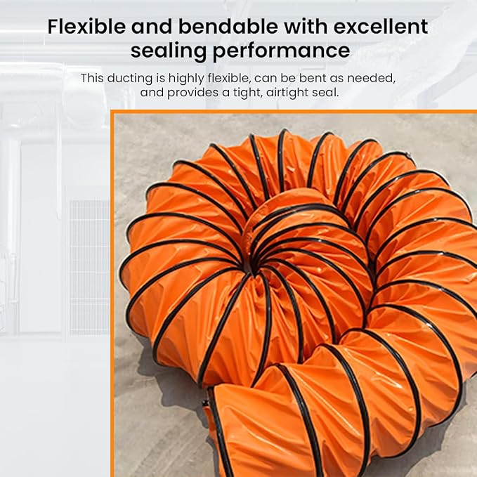 Flexible Ventilation Duct Hosing:12 inch 33FT Portable Ducting Hose for Exhaust Fan with D-ring Vent Pipe Ducting Hose PVC for Garage Basement Tunnel Utility Welding Dust Smoke Ventilation