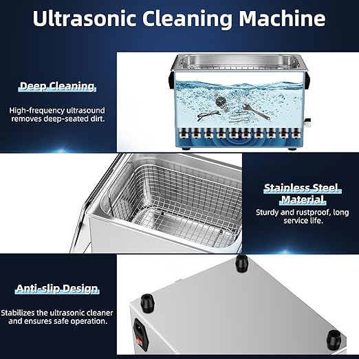 Ultrasonic Cleaner 30L 600W Digital Ultrasonic Cleaning Machine with Upgraded Degassing & Gentle Mode, 40kHz, with Heater & Timer for Tools, Jewelry, Watches, Glasses, Dentures, Small Parts