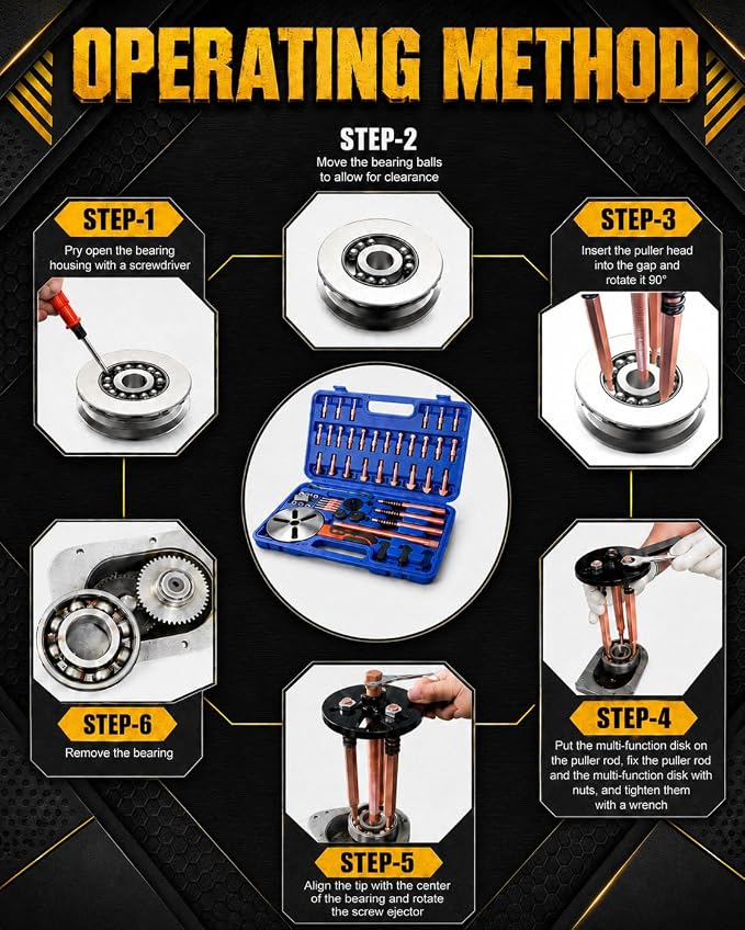 INCENDIOS 55-in-1 Bearing Puller Set, Blind Hole Bearing Removal Tool with Internal & External Bearing Puller Tools, Inner Outer Bearing Separator Kit for Automotive Motorcycle Industrial Repair