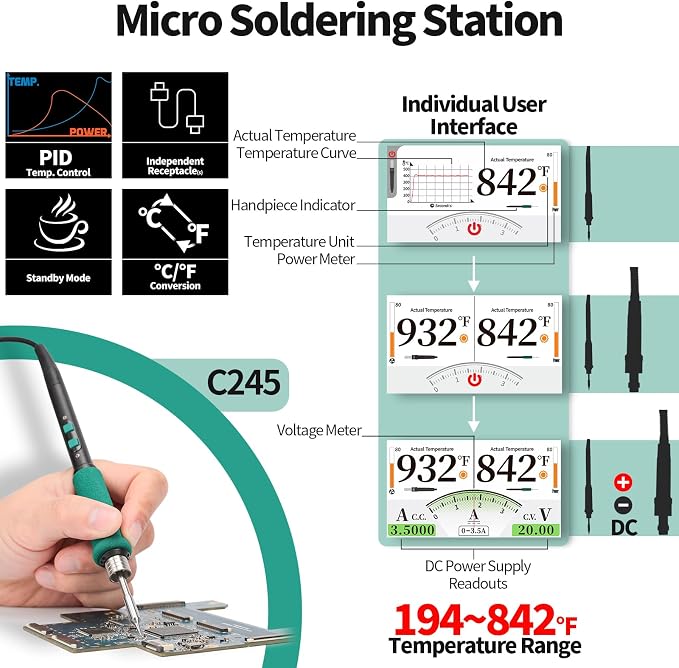 YIHUA 983D 3-IN-1 Micro Soldering Station, BGA Hot Air Rework Station, Lab Variable DC Power Supply