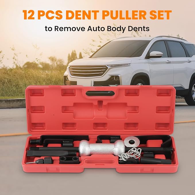 maXpeedingrods 13 Pcs Slide Hammer Dent Puller Set, Automotive Dent Remover, Heavy Duty Auto Body Truck Repair Tool Kit, 10LBS Slide Hammer Puller Set