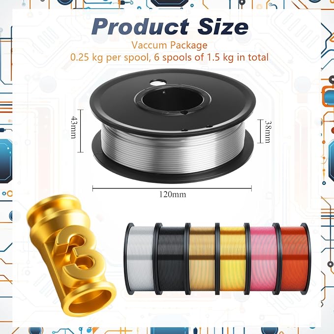 Pangda 3D Printer Filament Pla Bundle 1.75mm Multicolor, ±0.02mm Dimensional Accuracy, 3D Printing Filament for DIY Projects, Holiday Crafts(1.5 kg,Metallic Color)