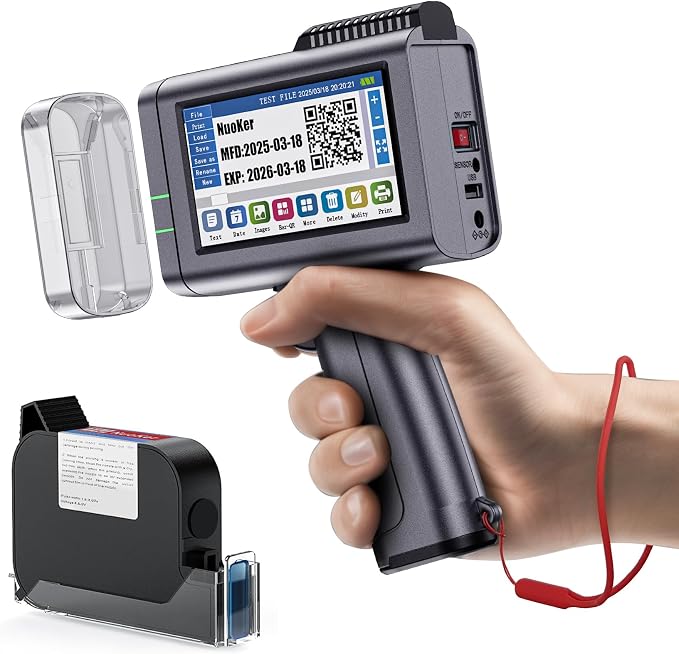 Handheld Inkjet Printers - All Metal Material,Industrial-Grade/Printing Height of 1/2 inch/4.3-inch capacitive Color Screen/Continuous Operation for 12-18hours