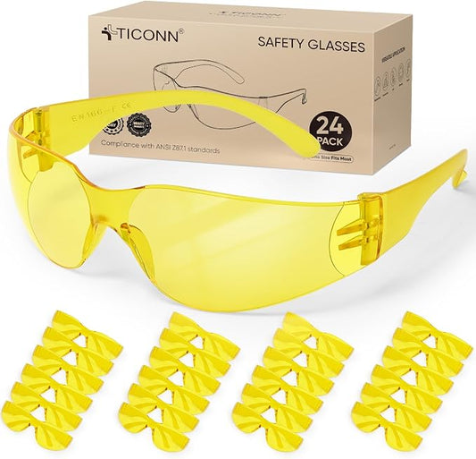TICONN Clear Safety Glasses for Men and Women, Safety Goggles with Scratch Impact Resistant Meets ANSI Z87.1 Standard