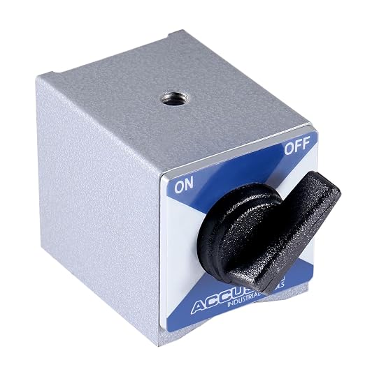 Accusize Magnetic Base, 176 lb Pull, 6010-0121 | On/Off Switch, V-Groove Bottom, M8 x 1.25 mm Tapped Hole, 2.362" x 1.968" x 2.165"