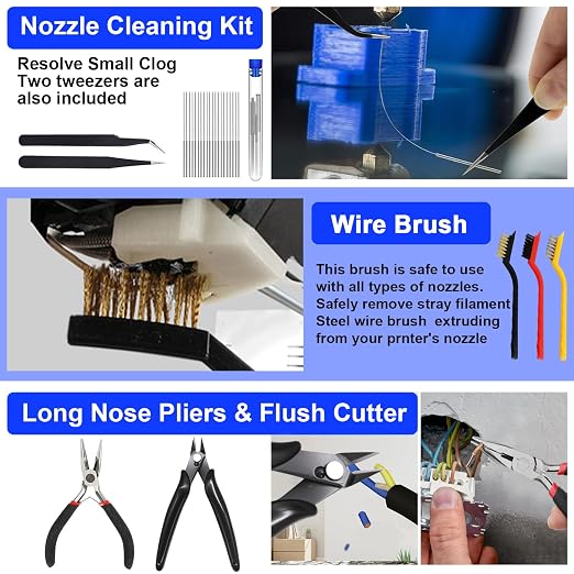 158 PCS 3D Printing Tool Kit, 3D Printing Accessories with Nozzle Cleaning Kit, Deburring Tool, Digital Caliper, Mini Rotary Tool, Smoothing Tools, 3D Printer Tools for Removing Finishing 3D Print