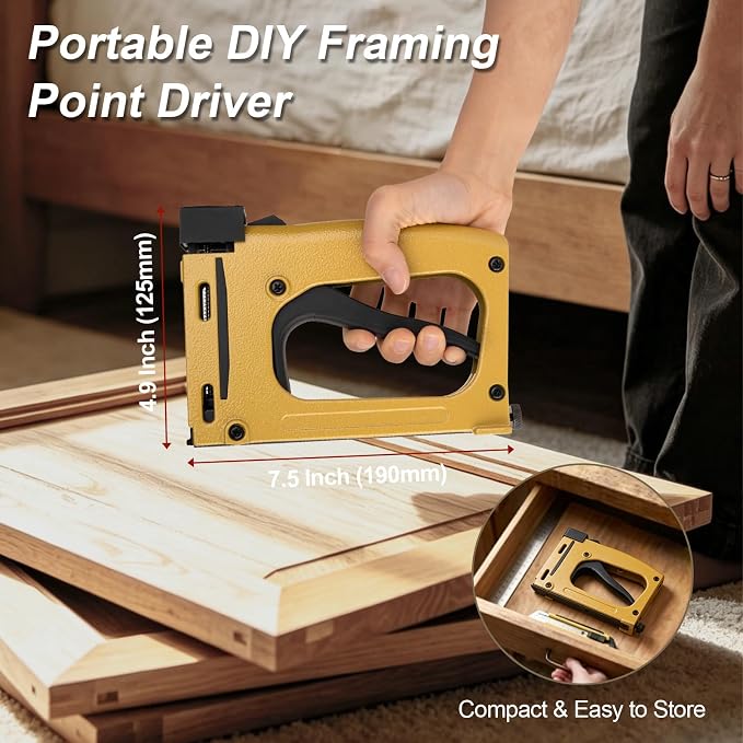 Point Driver with 1000 Flexible Point Nails, Manual Picture Framing Tool – Picture Frame Stapler/Nailer/Tacker for DIY Crafts, Picture Frame Hardware and Glazing Points