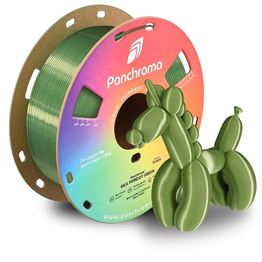 Polymaker Panchroma Silk PLA Filament 1.75mm, 1kg, Peridot Green | Neatly Wound, High-Gloss Finish PLA, Easy Print & Smooth Feeding, Compatible with Bambu Lab & Most 3D Printers