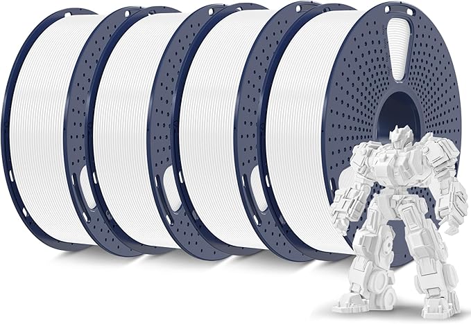 SUNLU 4KG 3D Printer Filament PLA Plus 1.75mm, Neatly Wound PLA Filament 1.75mm PRO, PLA+ Filament for Most FDM 3D Printer, 1kg Spool, 4 Packs, White