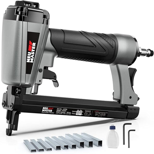 NEU MASTER Pneumatic Staple Gun 20 Gauge, Air Powered Upholstery Stapler with 1500pcs Staples (1/4"–5/8"), Lightweight Stapler for Woodworking, Furniture, DIY & Home Improvement