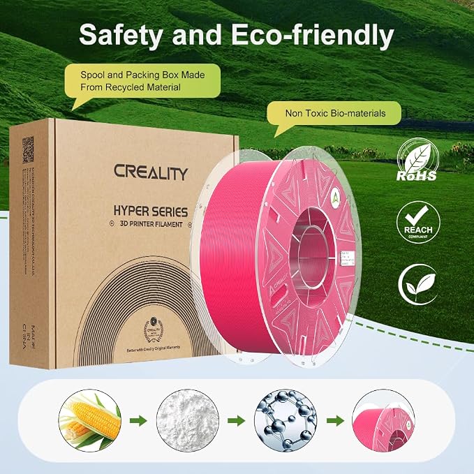 Creality Hyper PLA Filament 1.75mm, RFID 3D Printer Filament for High Speed 30-600mm/s, PLA Filament Support CFS, Fits for K2 Plus Combo and Most 3D Printers 1kg(2.2lbs)/Spool