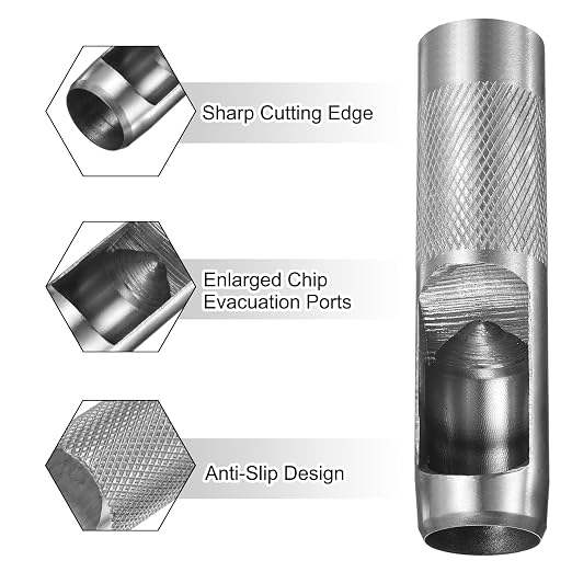 HARFINGTON Leather Round Hole Punch, 23mm Hollow Hole Puncher Cutter Carbon Steel Circle Hole Punching Cutting Tool for Belt/DIY Leather Craft