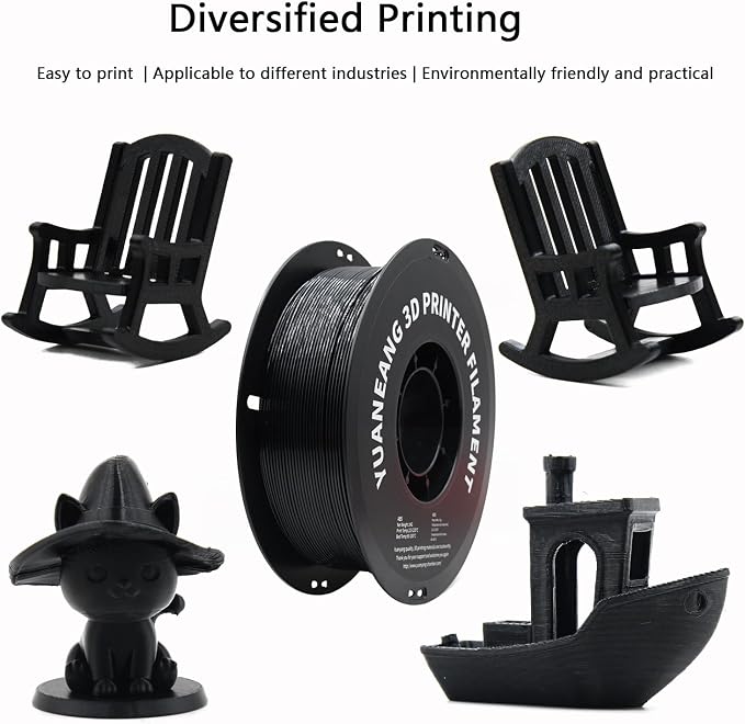 PETG 3D Printer Filament 1.75mm Black, 1kg Spool, Strong & Durable PETG Material, Heat-Resistant, Low Warping, High Transparency Option, ±0.03mm Precision