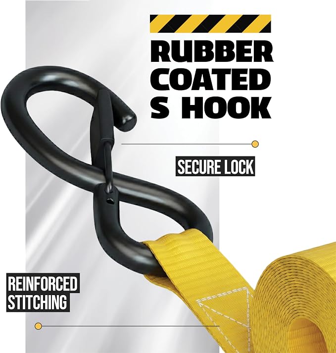 AUGO Retractable Ratchet Straps | 2 Heavy Duty Ratchet Straps Self Retractable Tie Downs with Soft Loops & Storage Bag for Motorcycle, Truck, Trailer, Cargo Van | 3000 Lb Break Strength 2” x 10’