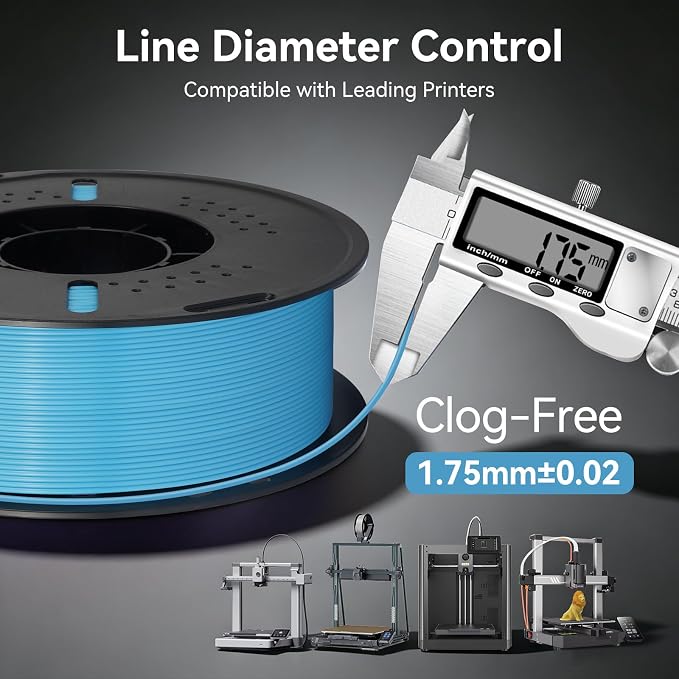 Kingroon PETG 3D Printer Filament, High Strength, Low Warping, Odorless, Dimensional Accuracy +/- 0.02 mm, 1kg Spool(2.2lbs), 1.75 mm, Sky Blue