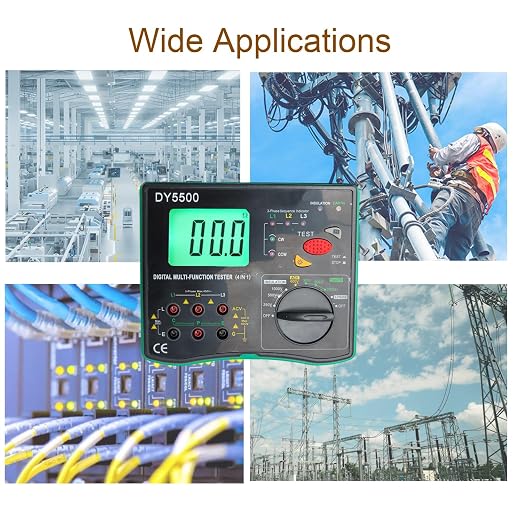4-in-1 Digital Multimeter with Ground Earth Resistance Tester, Insulation Resistance Tester, Phase Sequence Detector & Voltmeter - 0.01Ω Resolution 600V AC/DC Voltage Measurement Auto-Ranging