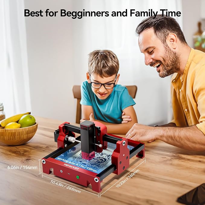 Laser Engraving Machine, Woxcker S1 3.5w Mini Laser Engraving Machine Portable 130mm*130mm Bed Size 0.05 Laser Spot for DIY, Wood, Acrylic, Leather, Leaf, Paper, Beginner-Friendly