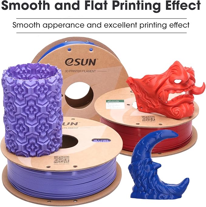 eSUN PLA Filament 1.75mm, High Toughness 3D Printer Filament Upgraded PLA Filament, Dimensional Accuracy +/- 0.03mm, 1KG per Spool, 4 Spools 3D Printing Filament for 3D Printers, Black