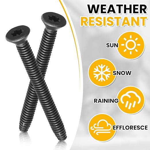 Blulu 100 Pcs 1/4-20 x 2-1/2" Self-Tapping Trailer Deck Screws Flat Head Trailer Deck Screws, Star Drive T-30, Black Floorboard Thread Cutting Screw Fasteners for Wood to Metal