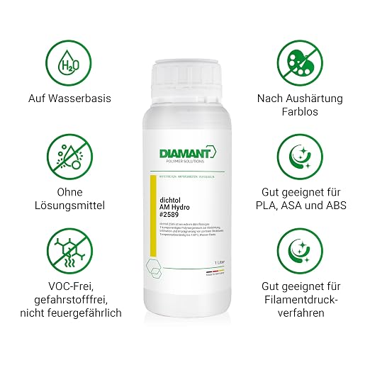 Dichtol AM Hydro for Sealing and impregnating 3D Prints, Sealing Agent for additive Manufacturing, Solvent-Free Sealer for 3D Printed Parts (1 l)