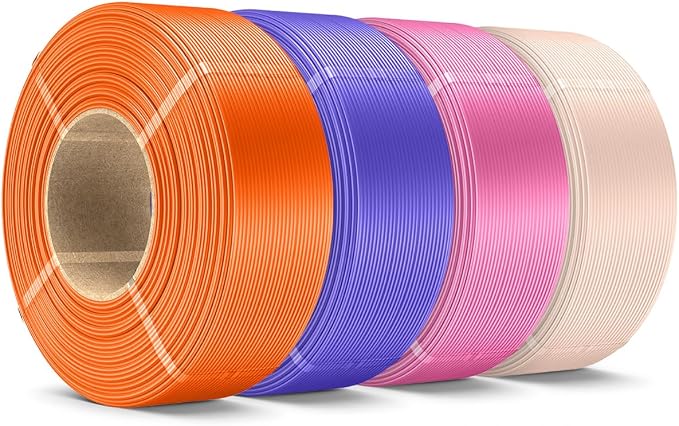 SUNLU 4KG PLA Plus Filament Refill 1.75mm, 1000g PLA+ Filament Bundle 4 Packs, 3D Printer Filament Refill for Reusable Spools, 1KG/Roll, Sunny Orange+Lavender Purple+Pink+Beige
