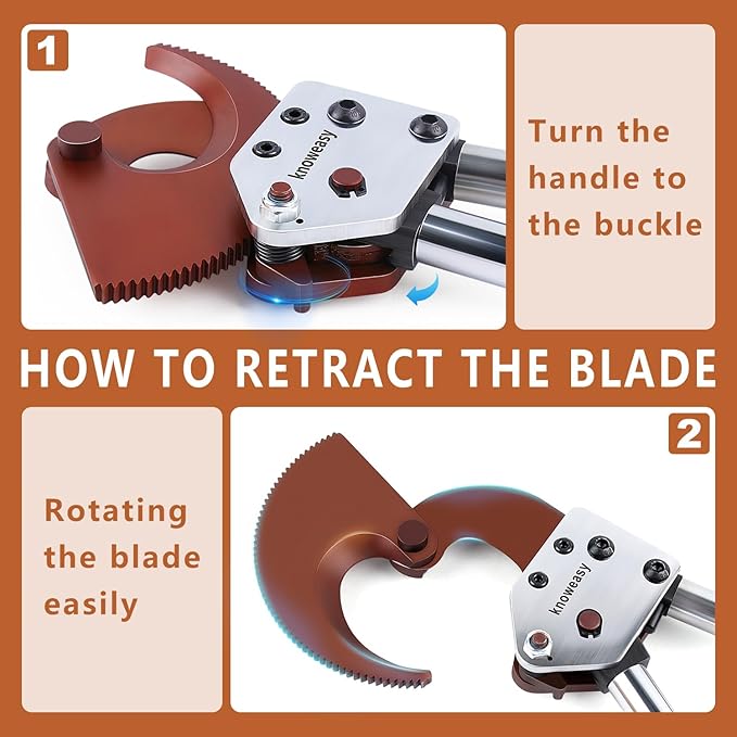 Knoweasy Heavy-Duty Ratcheting Cable Cutters: Efficient J40 Wire Cutter for Large Copper, Aluminum, and Armored Cables up to 300 mm², Perfect for Electrical and Communication Cable Cutting