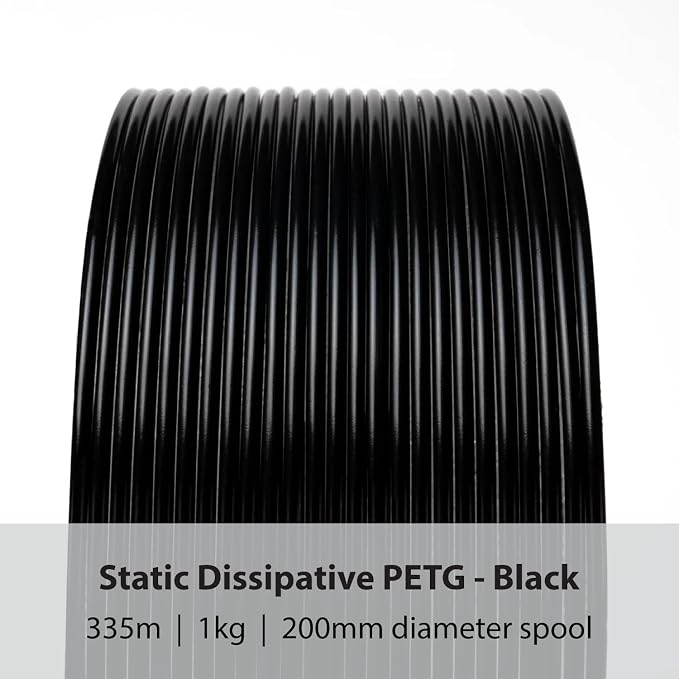 Protopasta Static Dissipative PETG Black 3D Printer Filament for ESD Safe Prints | Easy Printing with Low Warp and Wear | 1.75mm Filament | 1kg with Recyclable Cardboard Spool