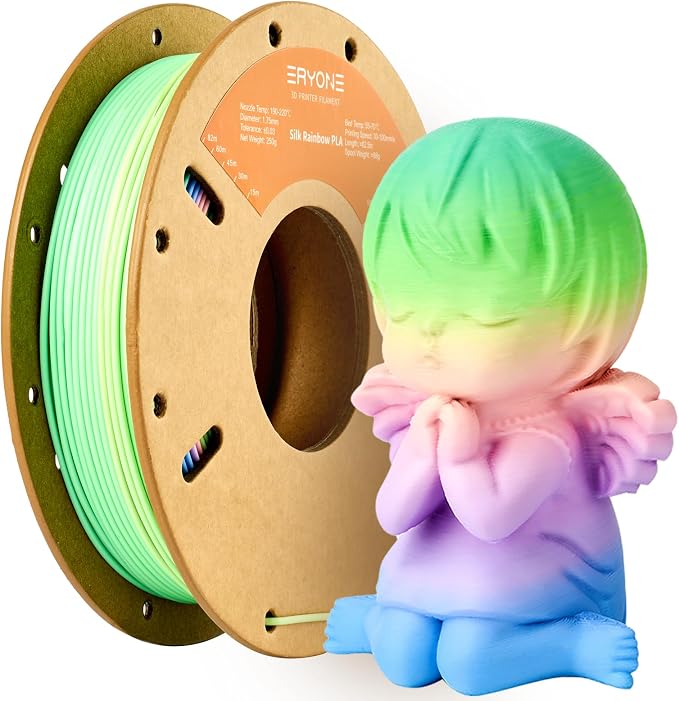 ERYONE PLA Filament 3D Printer Filament Multicolor 1.75mm +/- 0.03mm, PLA Filament 250g Spool, Matte Rainbow Watercolor
