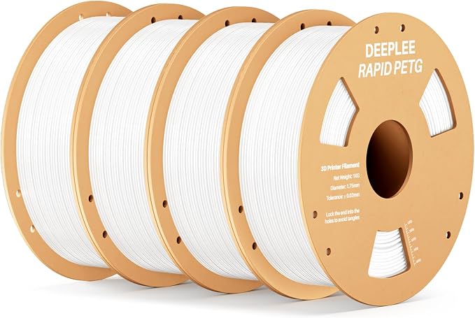 Rapid PETG Filament 1.75mm, High Speed PETG 3D Printer Filament Up to 600 mm/s, Dimensional Accuracy +/- 0.02 mm, Fits for Most FDM 3D Printers, 4 Pack 1kg White