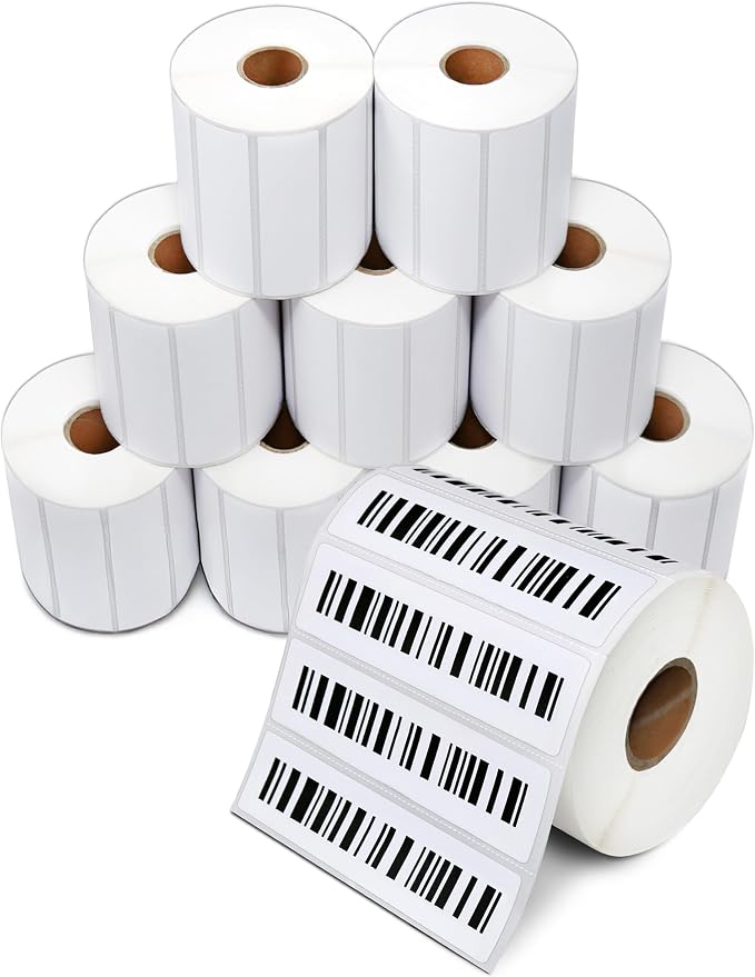 Aegis Adhesives - 3" X 0.5" Direct Thermal Labels (28800 Count, 12 Rolls) - Inventory Barcode Stickers, SKU Labels, and Shelf Identification - Compatible with Zebra and Rollo Printers