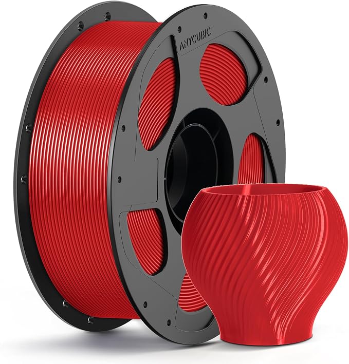 ANYCUBIC PETG Filament 1.75mm, 3D Printer Filament, Dimensional Accuracy +/- 0.02mm, Exceptional Toughness, Print with Most FDM 3D Printers, 1KG Reusable Spool, Classic Red