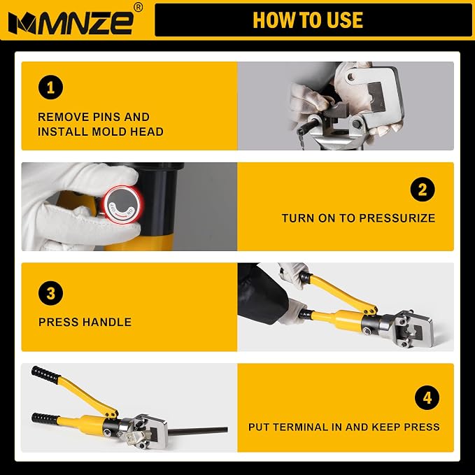 16 Ton Hydraulic Cable Lug Crimper Pliers 6 AWG to 800 MCM Hand Operated Hydraulic Crimping Tool Kit Wire Terminal Lug Battery Crimping Crimper with 12 Dies