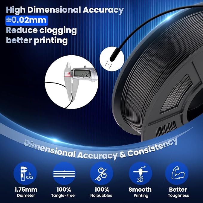 SUNLU 3D Printer Filament PLA Plus 1.75mm 2KG, SUNLU Neatly Wound PLA Filament 1.75mm PRO, PLA+ Filament for Most FDM 3D Printer, Dimensional Accuracy +/- 0.02 mm, 1 kg Spool, 2 Packs, Black+White
