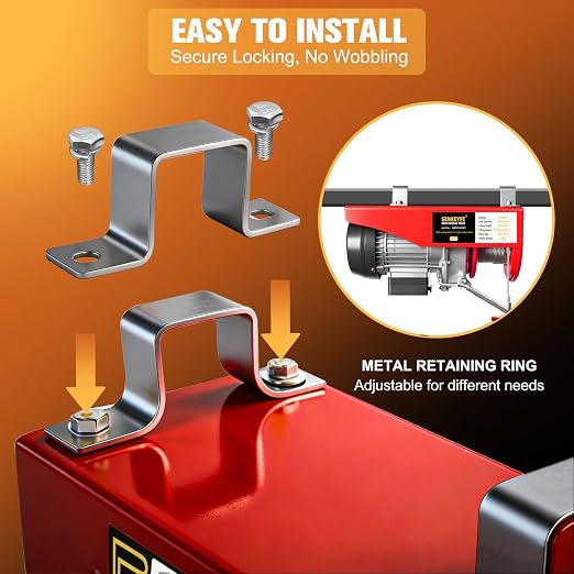 Electric Hoist 1760lbs, 1450W Electric Winch with Remote Control, 39.4ft Single Cable Lifting Height with Emergency Stop, Hoist with Zinc-Plated Steel Wire Hoist for Garage
