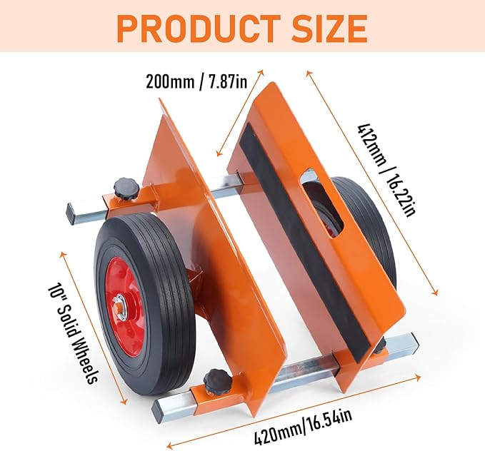 AIWFL Panel Dolly Heavy Duty Door Cart 1100LBS Capacity Slab Dolly Adjustable Drywall Mover with 10" Solid Wheels Panel Cart for Drywall Sheet Material Handling All Terrain Moving