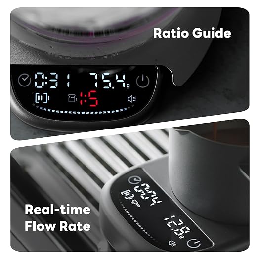 LAYBIRD MagAttach 3-in-1 Coffee Scale with Timer – Precision Espresso & Pour Over Scale with Flow Rate and Brew Ratio Display, Includes Magnetic Dosing Cup and Extension Platform Brewing Accessories
